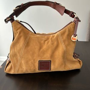 Dooney & Bourke Large East/West Slouch in Camel Suede